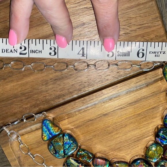 SALE!!! Dichroic Glass inlaid in 925 Sterling Magnificent, one of a kid piece - Picture 9 of 13